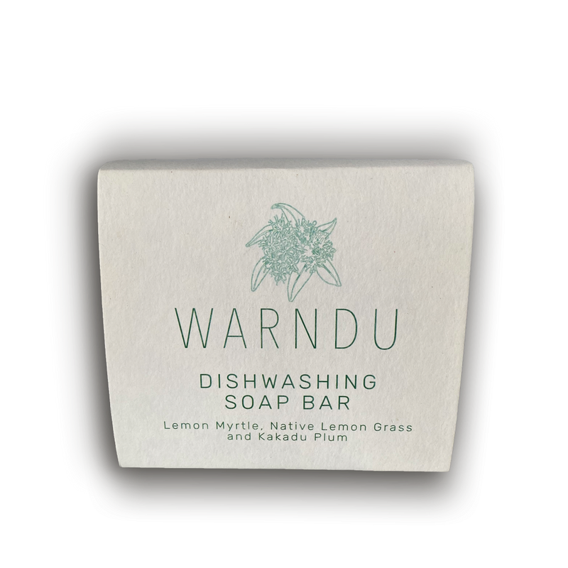 Warndu Australian Native, Warndu Lemon Myrtle, Native Lemongrass & Kakadu Plum Dishwashing Soap Bar.