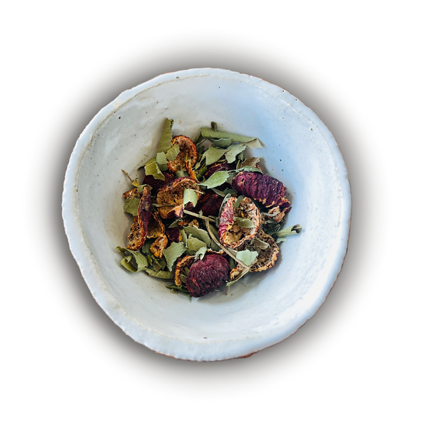 Quandong and Lemon Myrtle Loose Leaf Tea in spice pot  | Warndu