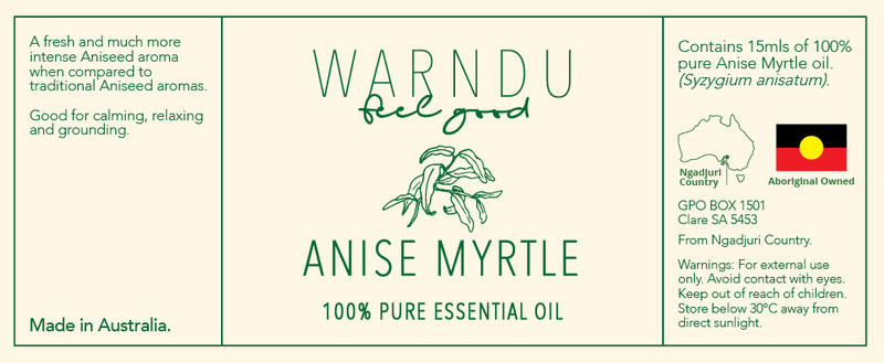 Warndu Australian Native, 100% Pure Anise Myrtle Essential Oil.