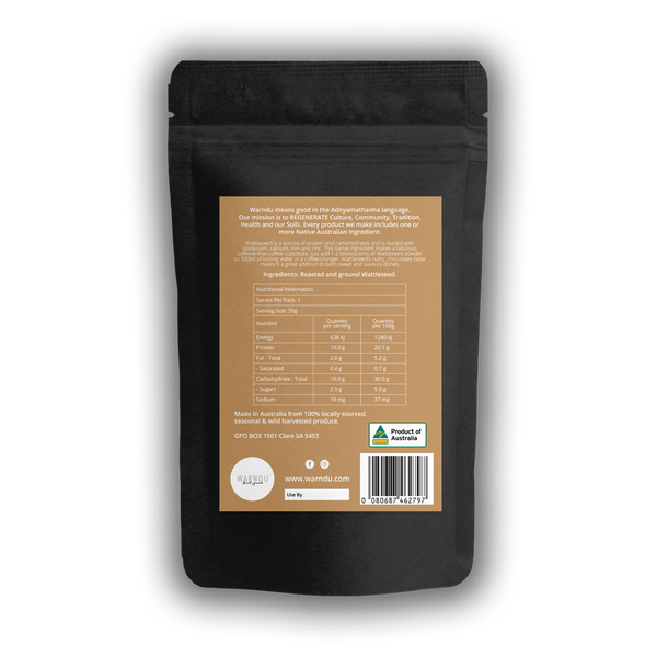 Warndu Australian Native, Wattleseed ~ Roasted and ground. 50g.